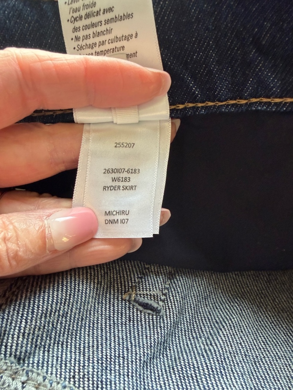 Paige Ryder Skirt Dark Wash Michiru Relaxed Fit Raw Hem Sz 32 NEW - Picture 9 of 11